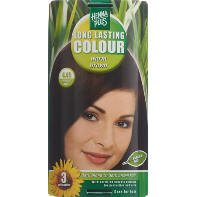 Henna Plus ხანგრძლივი ფერი თბილი ყავისფერი 4.45