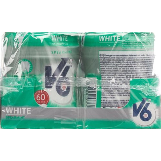 V6 White Chewing Gum Spearmint 6 Ds 60 pcs