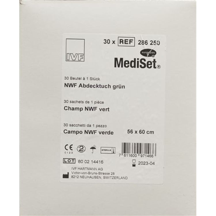 Mediset IVF NWF drapering grønn 56x60cm 30 stk