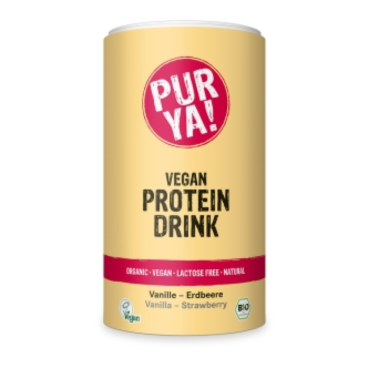 Purya! Minuman Protein Vegan Vanila Strawberi Organik Ds 550 g