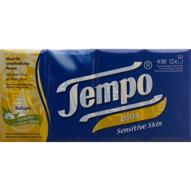 Tempo Handkerchiefs Soft & Sensitive - Pack of 12 x 9 Units
