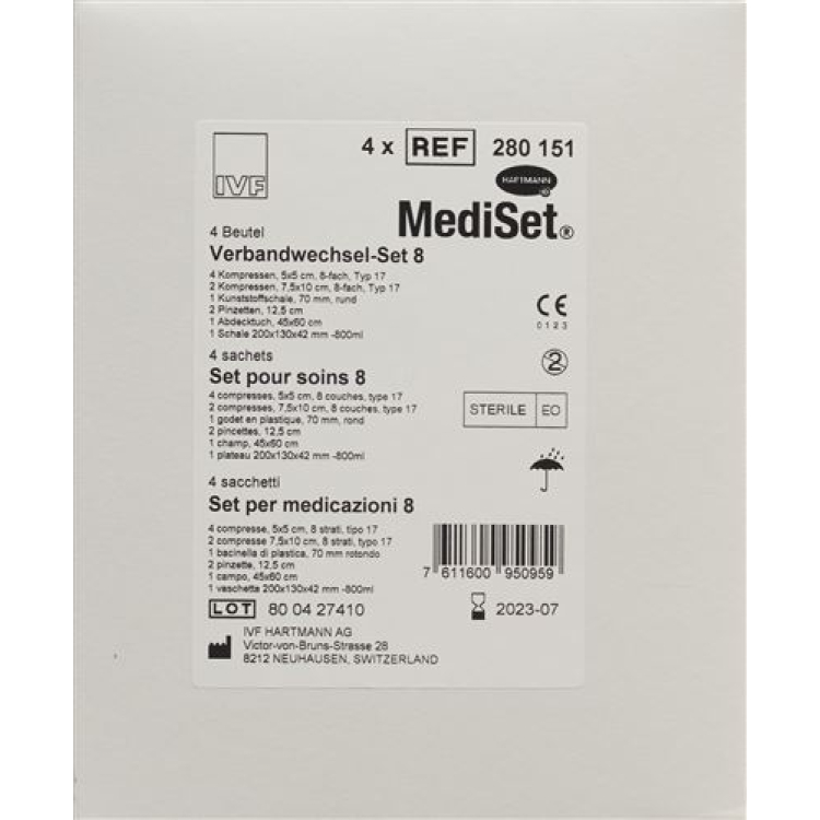 Mediset dressing set No 8 4 Btl