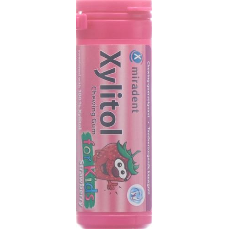 ស្ករកៅស៊ូ Miradent xylitol for Kids strawberry 30pcs