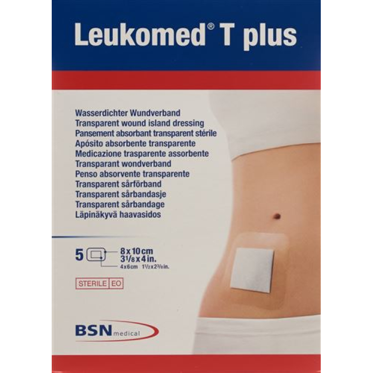 Leukomed T plus transparant wondverband met wondverband 8x10cm 5 st