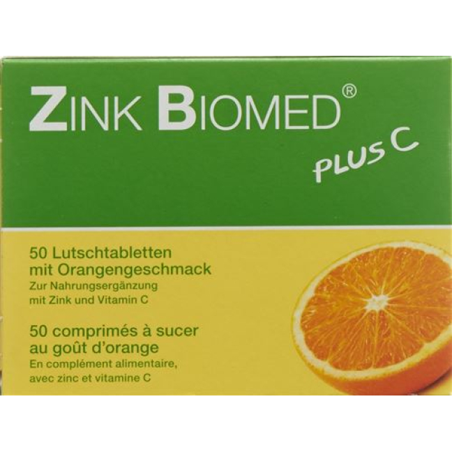 Zinok Biomed plus C pastilky oranžové 50 ks
