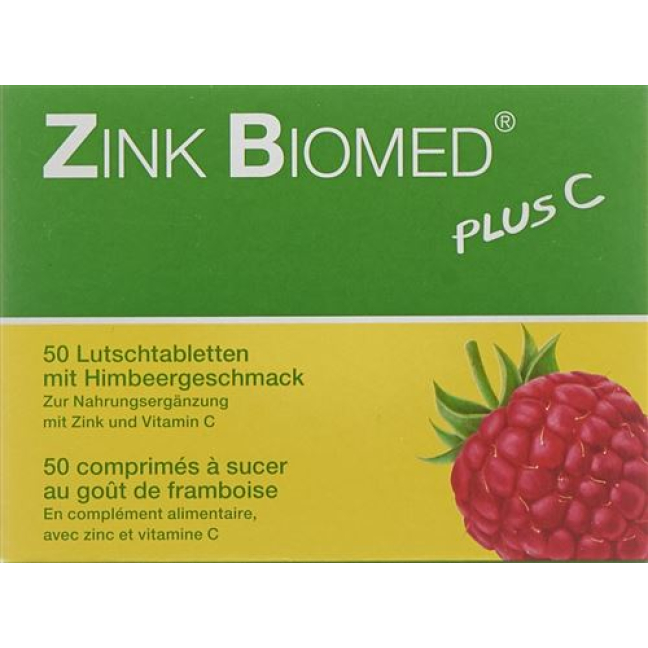 Biomed pastilles zinc plus C framboise 50 pièces