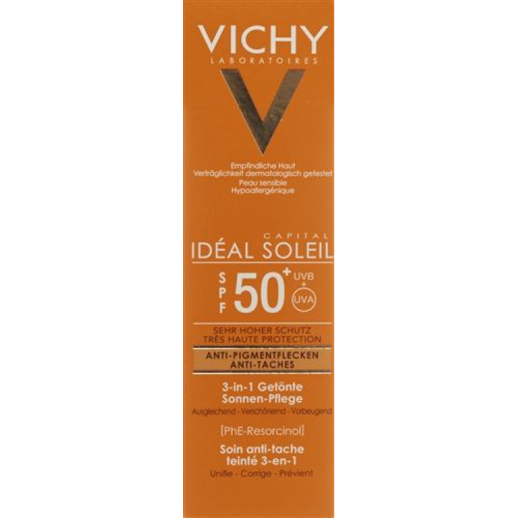 Vichy Ideal Soleil Pigmentatsioonivastane kreem 3in1 toonitud SPF50 + 50 ml