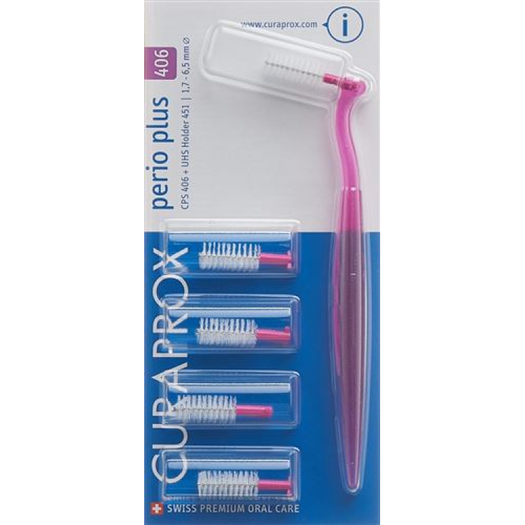 Curaprox CPS 406 perio plus 5 Interdentalbürsten +Halter