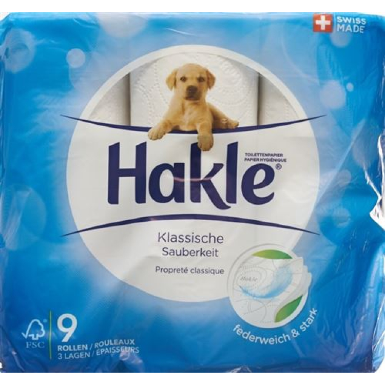 Hakle Classic អនាម័យនៃក្រដាសអនាម័យពណ៌ស FSC 9 គ្រឿង