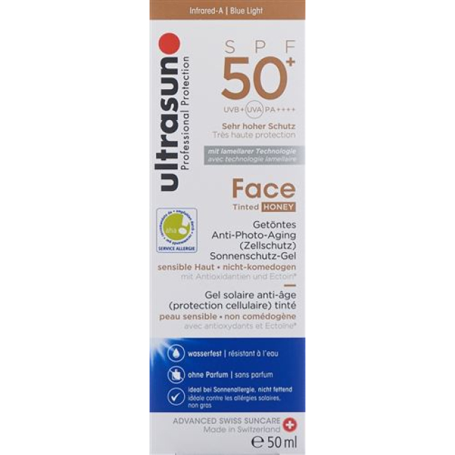 Ultrasun Face színezett SPF 50+ méz 50 ml