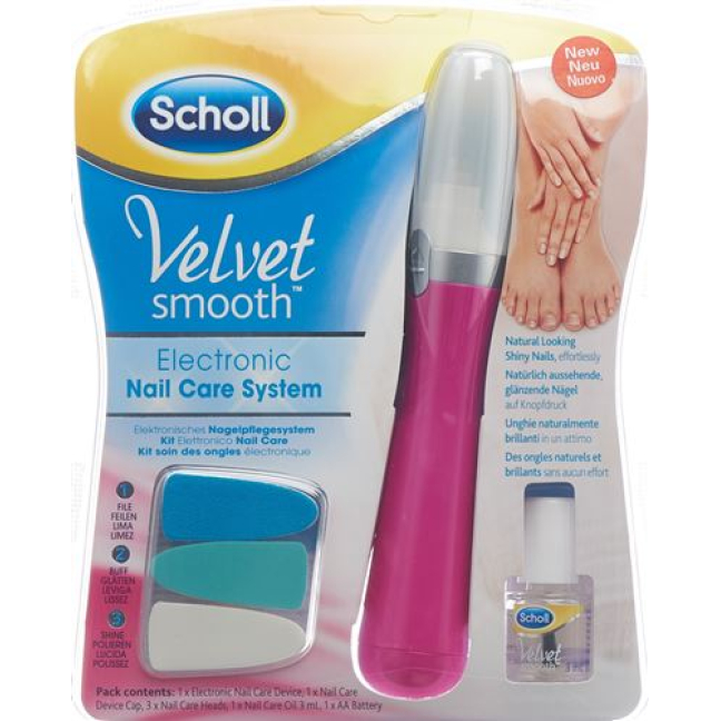 Scholl Velvet Smooth electronic nail care system pink