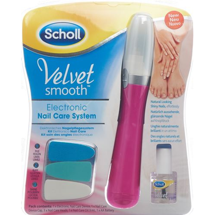 Scholl Velvet Smooth electronically nail care system pink