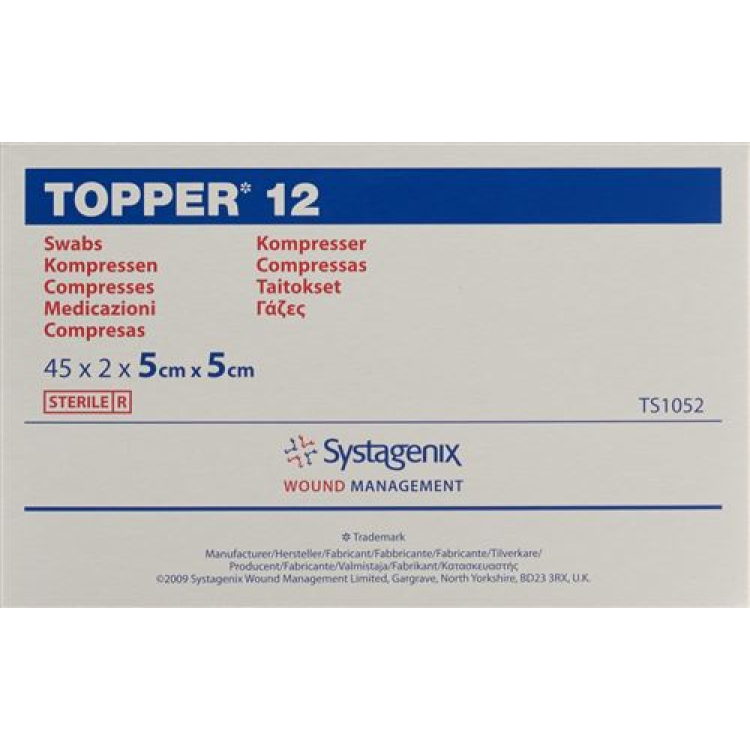 Topper 12 NW kompresser 5x5cm steril 45 Btl 2 stk.