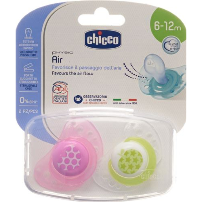 Chicco Physiological Soother silicone medium PINK 6-16m CASE IT / EN / FR