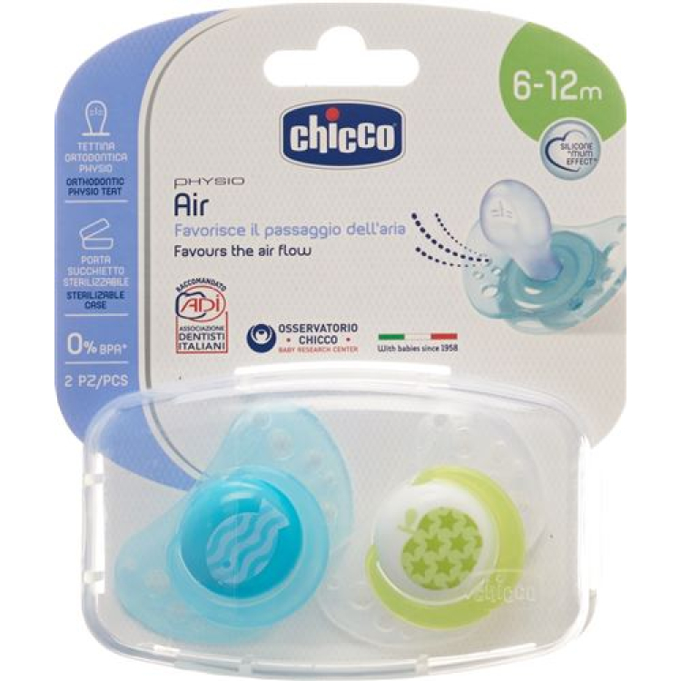 Chicco Physiological Soother silicone medium BLUE 6-16m CASE IT / EN / FR