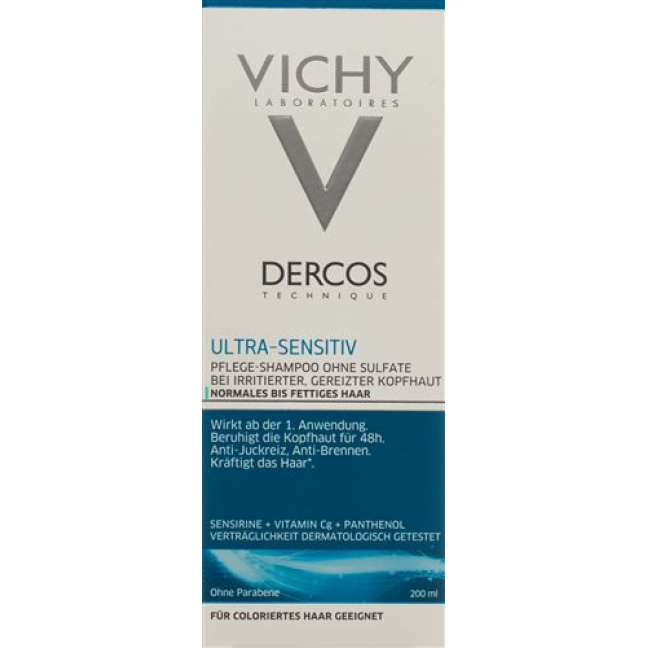 Vichy Dercos sampon ultraérzékeny zsíros fejbőrre német / olasz 200 ml