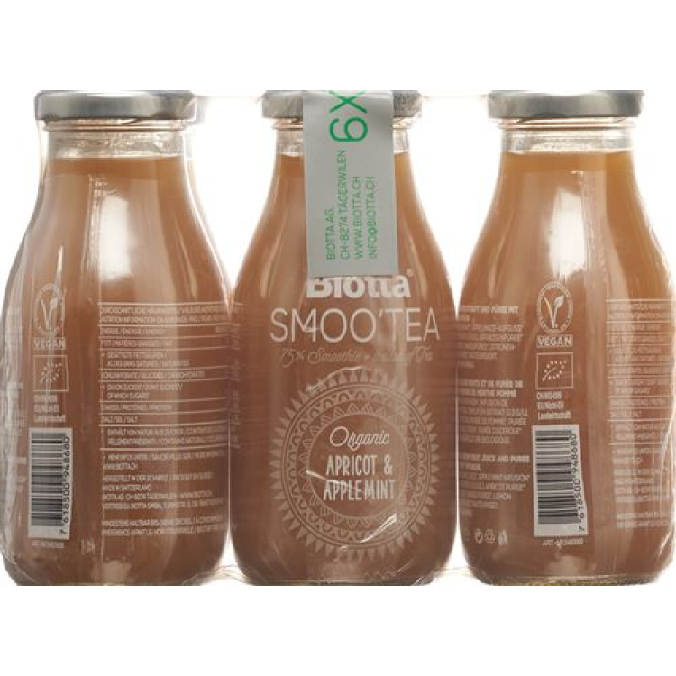 Biotta SmooTea abrikos Æblemynte 6 x lt 0:25