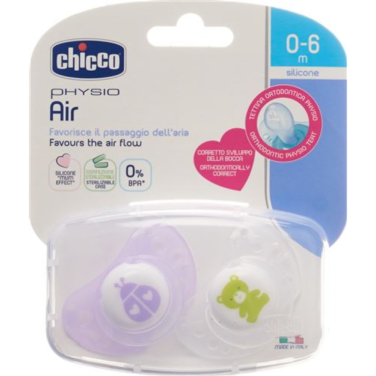 Chicco Physiological Silicone Soother mini PINK 0-6m CASE IT / DE / FR 2 pcs