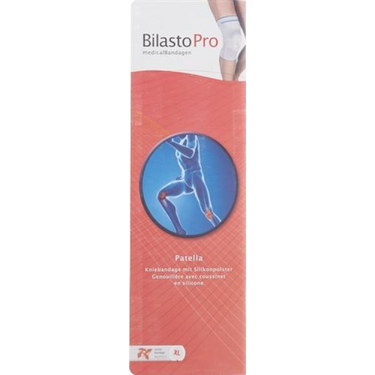 Bilasto Pro patela bandagem de joelho L cinza com almofada de silicone 1 mola espiral lateralmente