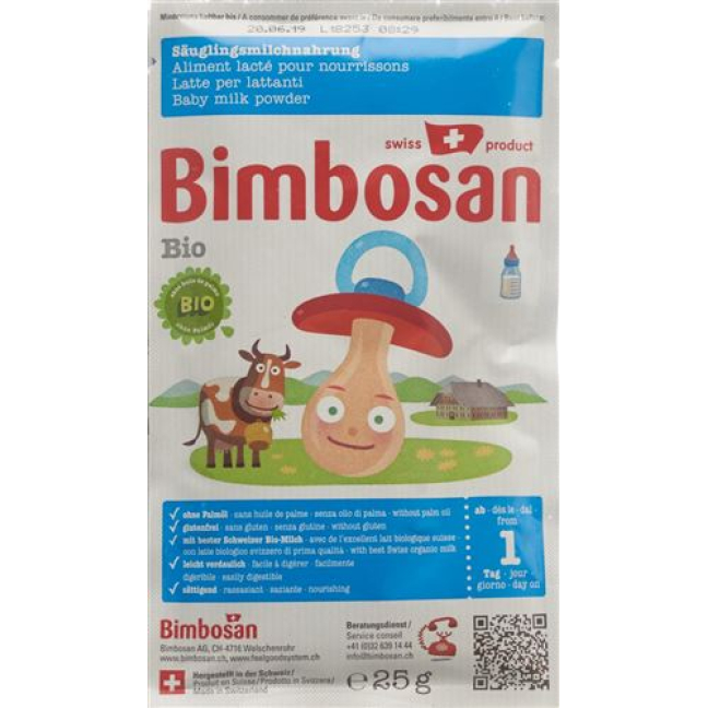 Leite Bimbosan Organic Baby sem óleo de palma 3 x 25 g