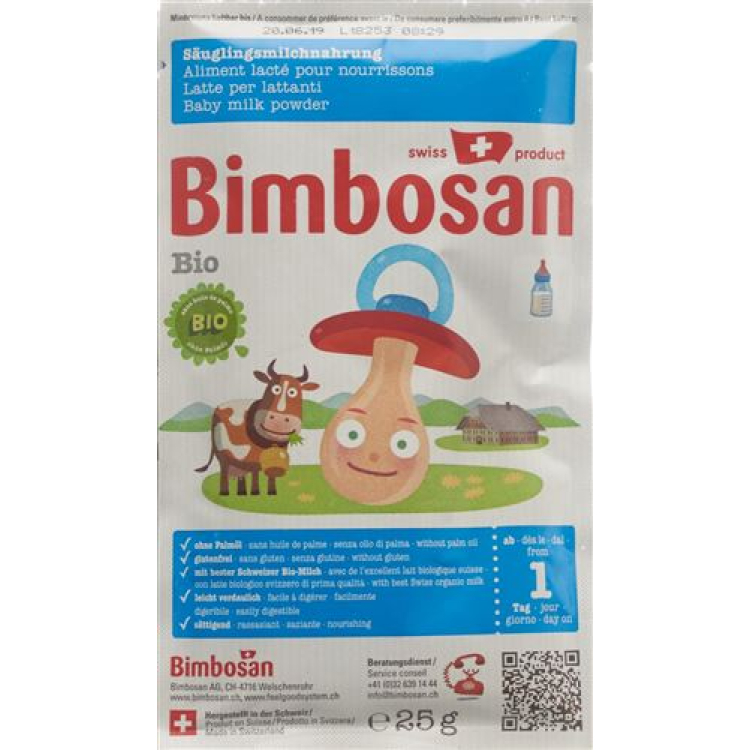 Пальма майы жоқ Bimbosan Organic нәресте сүті 3 x 25 г