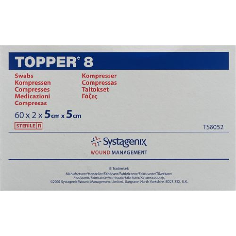 TOPPER 8 NW Compr 5x5cm steriilne 60 Pataljon 2 tk