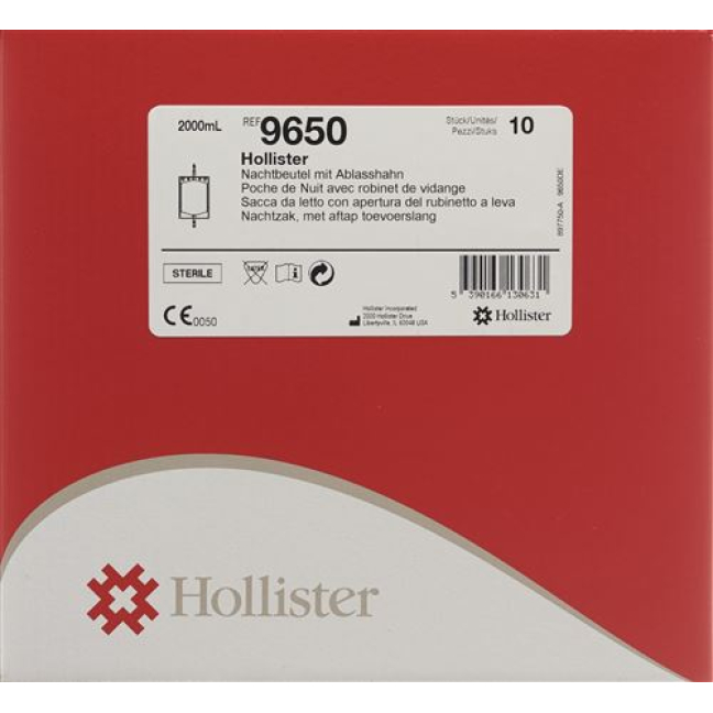 Hollister Night Bag 2L Discharge Tube 120cm Backstop Sterile