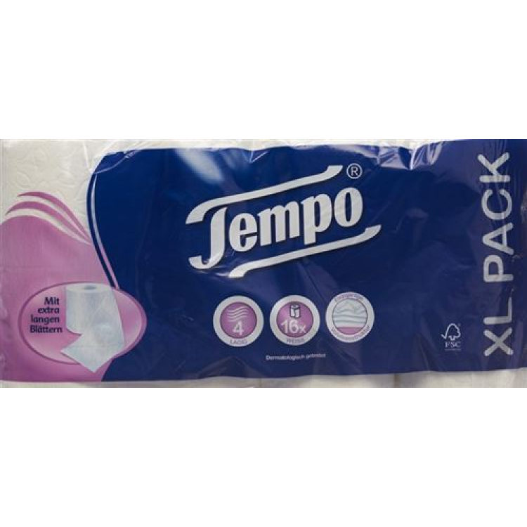 Tempo toiletpapir hvid 4lagig 120 ark 16 stk