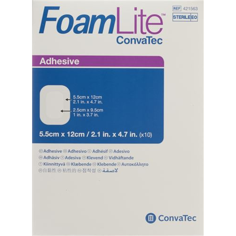 Foam Lite Convatec silikonový pěnový obvaz 5,5x12cm 10 ks