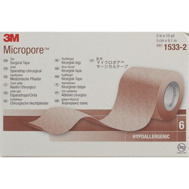 3M Micropore roll plaster ដោយគ្មាន dispenser 50mmx9.14m ពណ៌ស្បែក