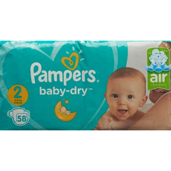 Pampers Baby Dry Gr2 4-8kg Mini Economy Pack 58 pcs