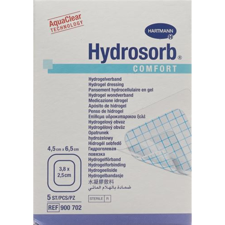 HYDROSORB COMFORT Hydrogel 4,5x6,5cm steril 5 stk