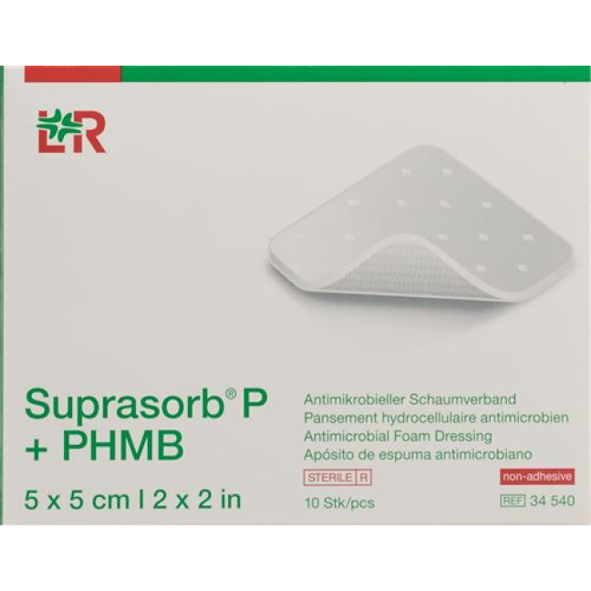Антимикробная губчатая повязка Suprasorb P + PHMB 5x5см 10 шт.