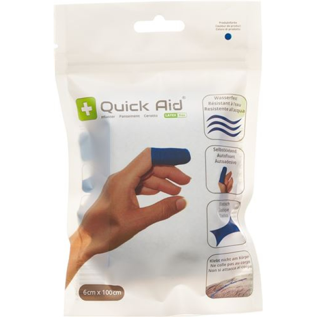 Quick Aid plasterləri 6x100 sm latekssiz mavi