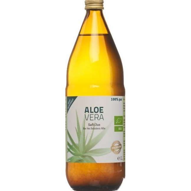Aloe Vera Saft Bio 100% rein unfiltriert 1 lt Glasfl