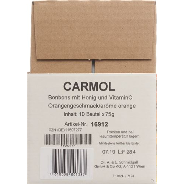Carmol Lollipops Orange 10 bags 75 g