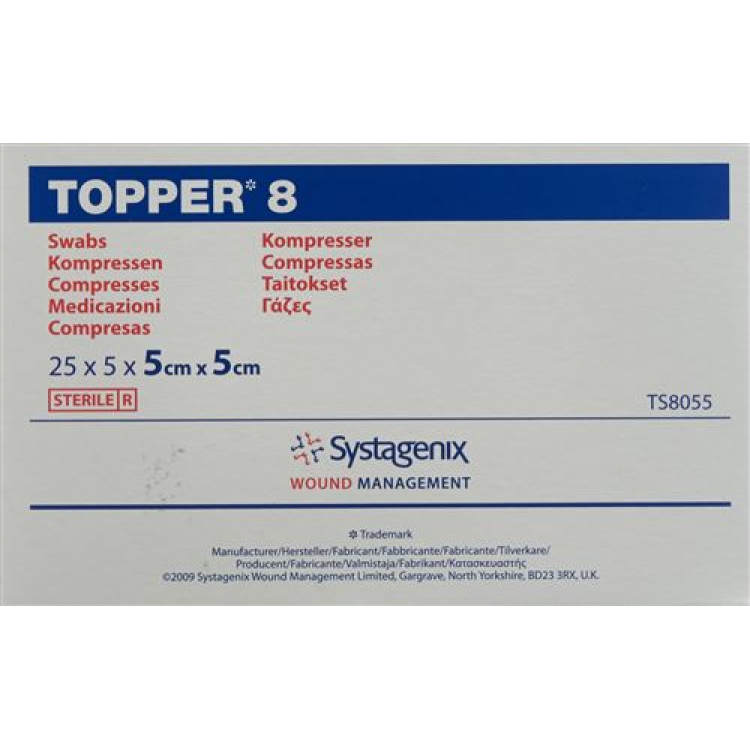 TOPPER 8 NW Compr 5x5cm استریل 25 گردان 5 عدد