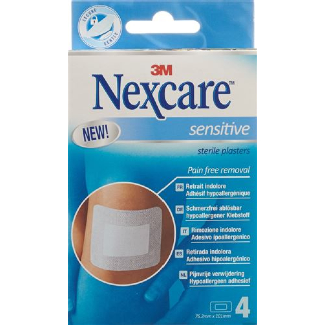 3M Nexcare Sensitive Skin Sterile Pads 76.2x101mm 4 pcs