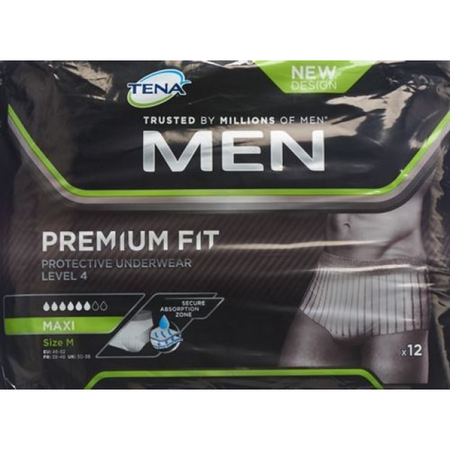 TENA Men Premium Fit ملابس داخلية واقية من المستوى 4 M 12 قطعة