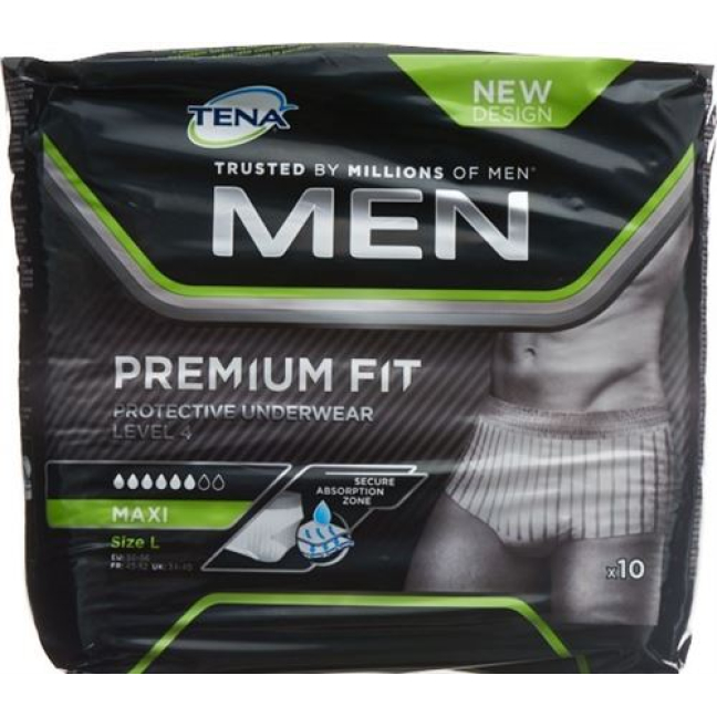 TENA Men Premium Fit Sous-Vêtements Protecteurs Niveau 4 L 10 pcs