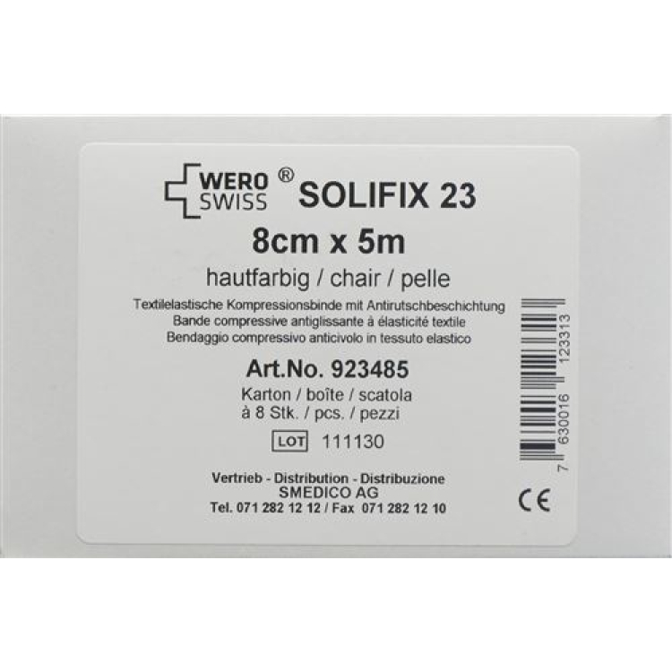 WERO SWISS Solifix 23 kratkoraztegljivi povoj 5mx8cm kožne barve 8 kos