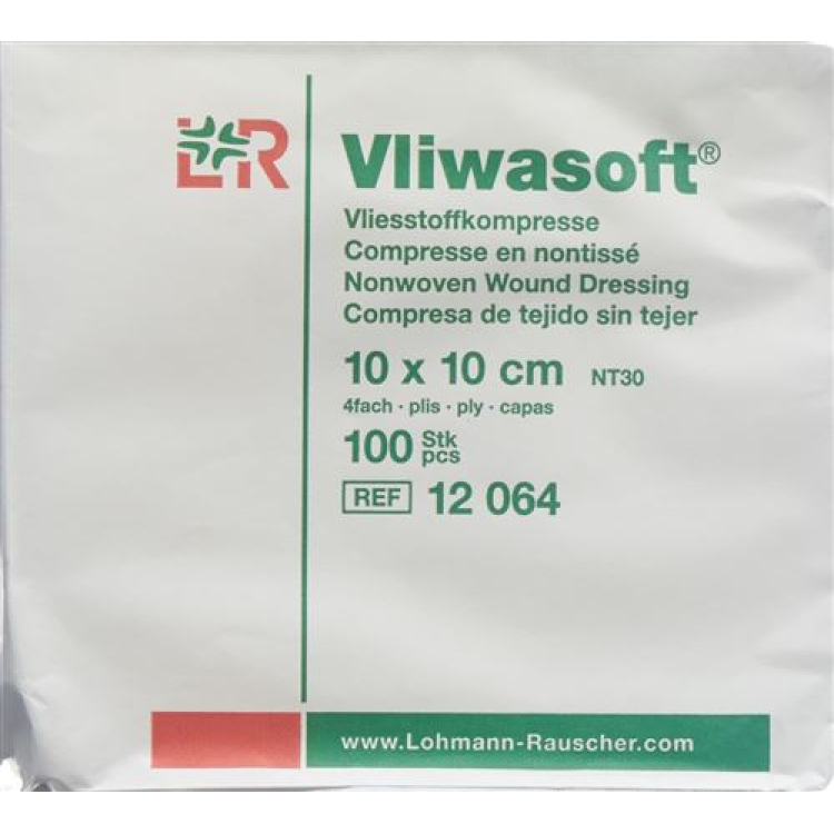 Vliwasoft non-woven swabs 10x10cm 4-lagers bataljon 100 st