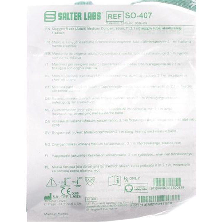 Mặt Nạ Oxy Salter Labs + vòi 2.1m