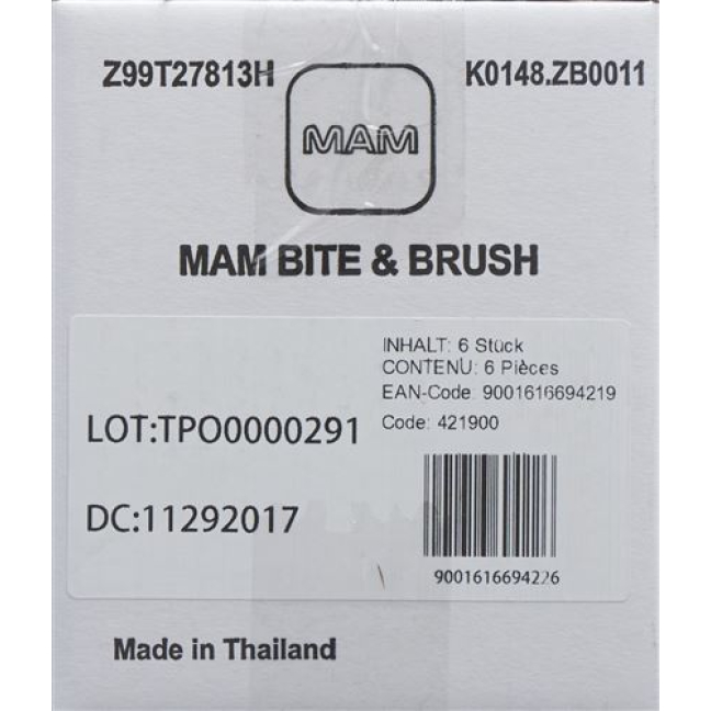 MAM Bite & Brush Teether 3+ Months carton assorted 6x1 piece
