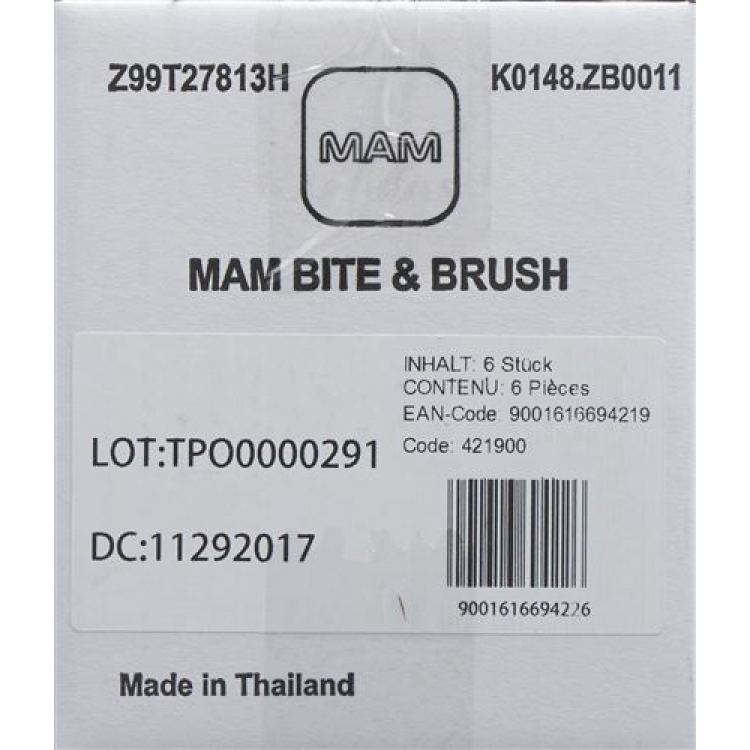 MAM Bite & Brush Beissring 3+ Monate Karton assortiert 6x1 S