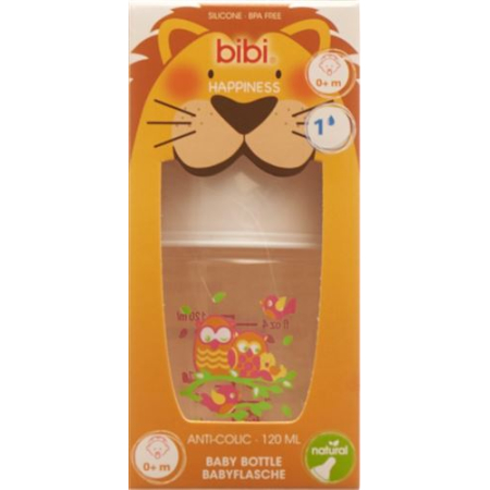 Bibi narrow neck bottle Happiness PP Natural silicone 120ml 0+ M Play with Us assorted SV-A + B New