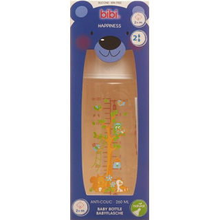 Bibi narrow neck bottle Happiness PP Natural silicone 260ml 2+ M Play with Us assorted SV-A + B New
