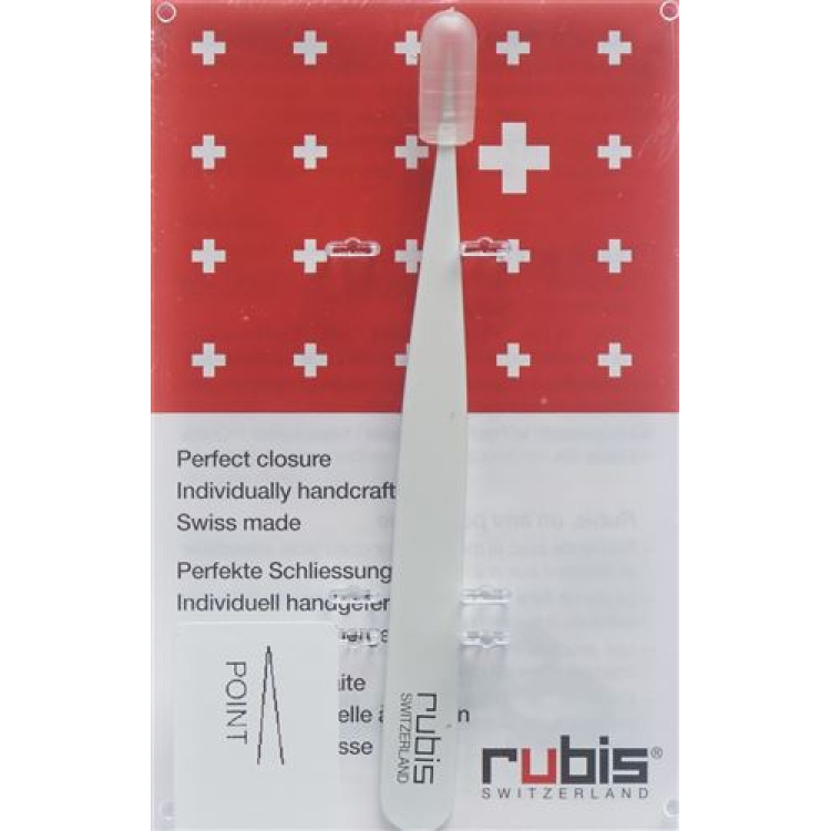 Rubis csipesz hegyes fehér Inox