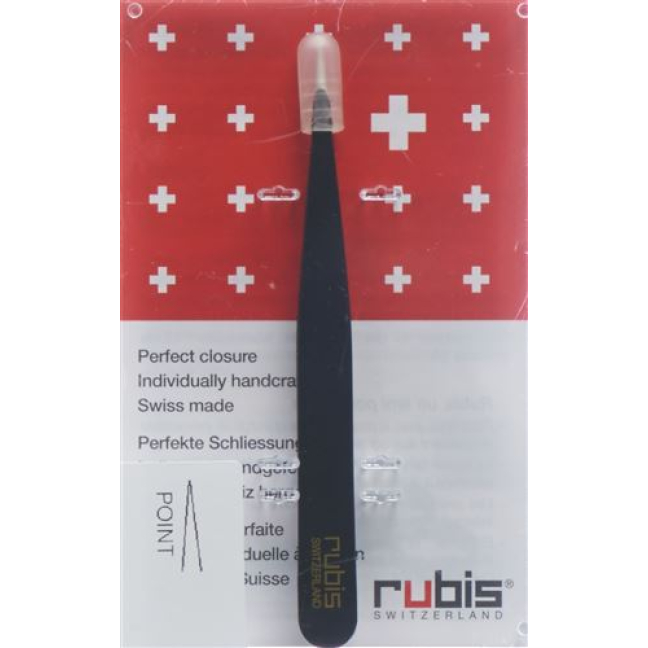 Rubis tweezers pointed black inox