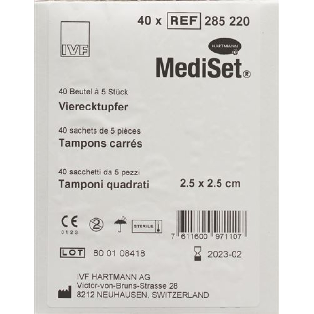 MEDISET IVF дөрвөлжин арчдас 2.5х2.5см 40 уут 5ш